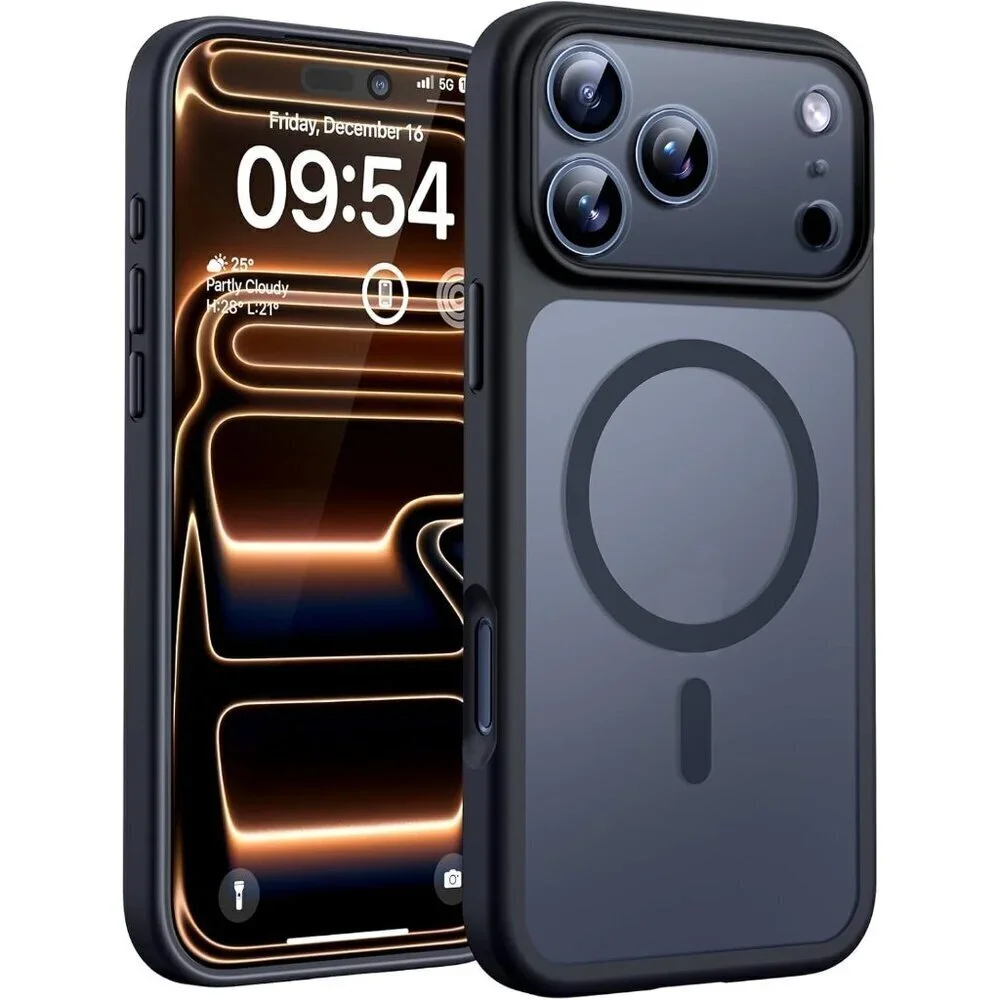 Black Iphone 17 Pro Max Full Camera Protection Translucent Matte Phone Case